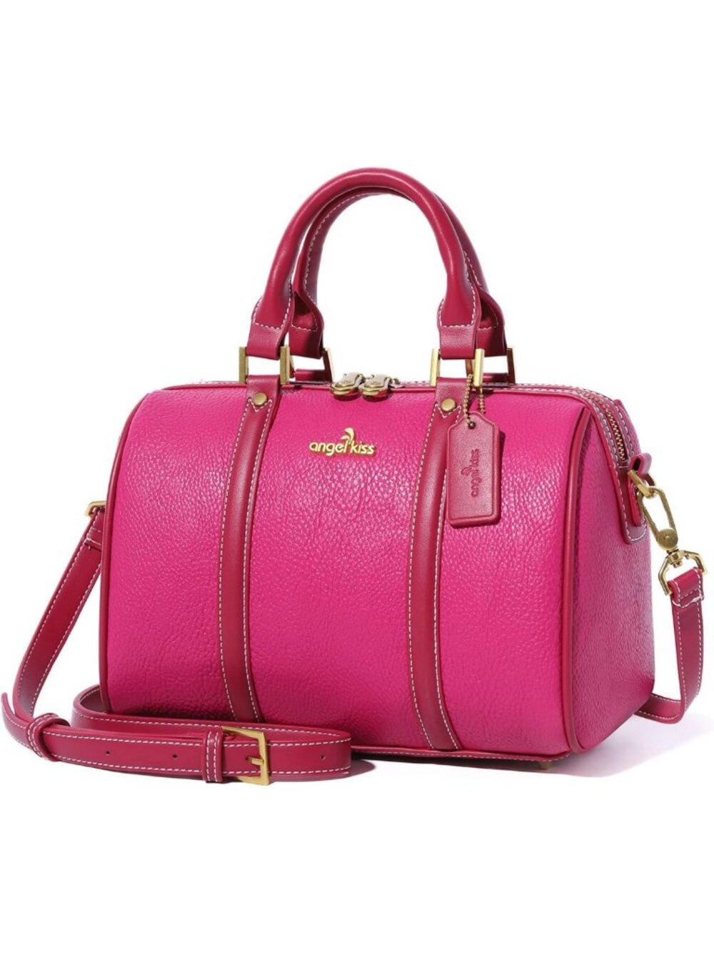 Chic Vegan Leather Satchel Handbag - Stylish Boston Barrel Bag with Crossbody